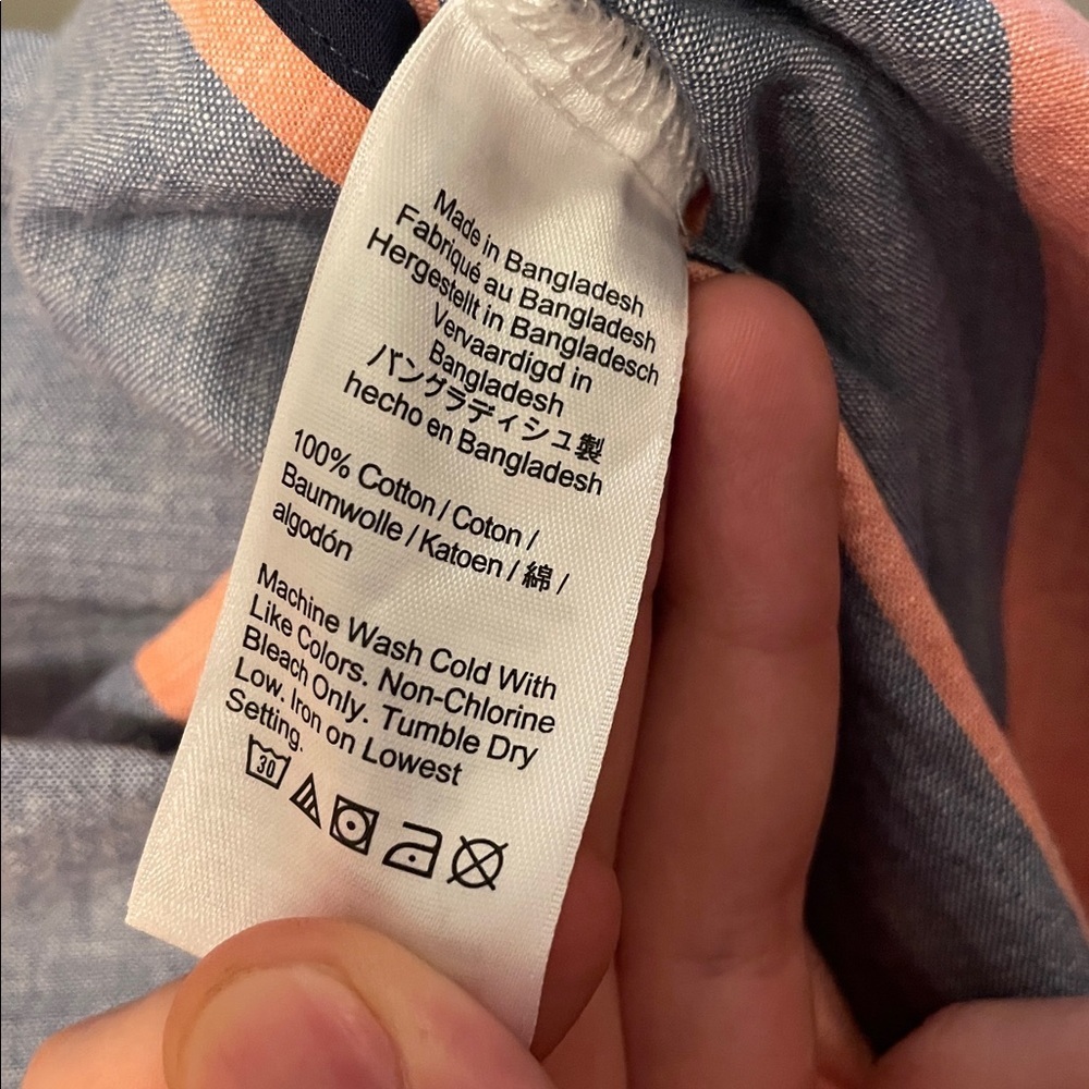 BEAMS PLUS STRIPED T SHIRT BLUE AND SALMON XL​​ - Picture 3 of 3
